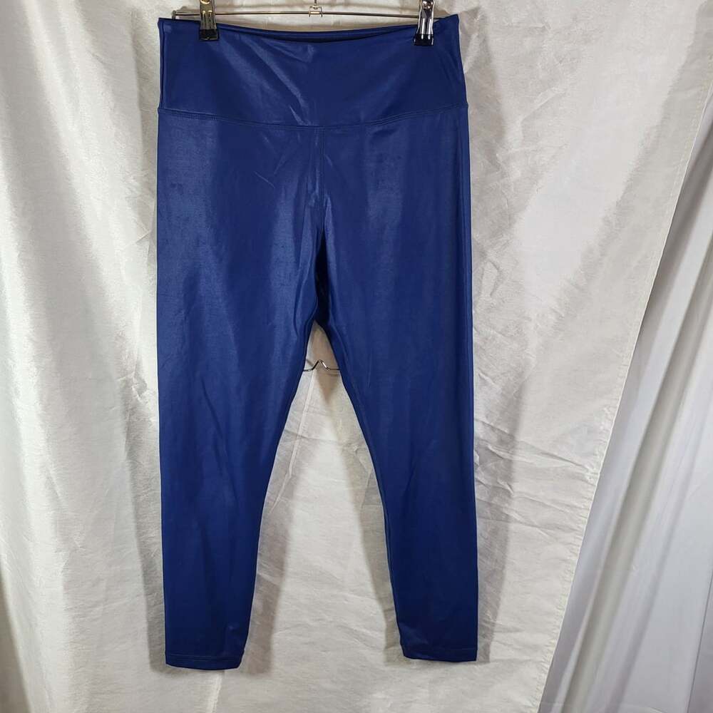 Zyia Active Light N Tight Metallic Leggings Size 12 Blue Glossy Hi Rise